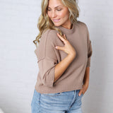 Devon Drop Shoulder Bouclé Top - Oatmeal
