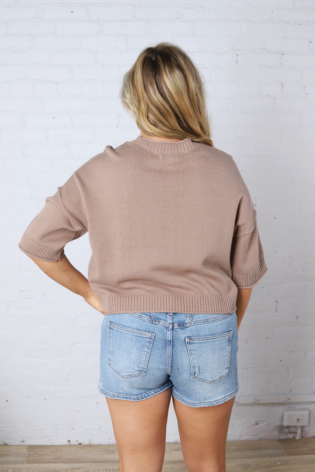 Devon Drop Shoulder Bouclé Top - Oatmeal