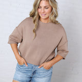 Devon Drop Shoulder Bouclé Top - Oatmeal