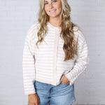 Dover Cardigan - Beige White Stripe