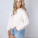 Dover Cardigan - Beige White Stripe