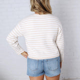 Dover Cardigan - Beige White Stripe