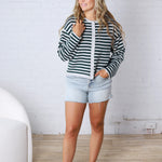 Dover Cardigan - Grey Pine Stripe