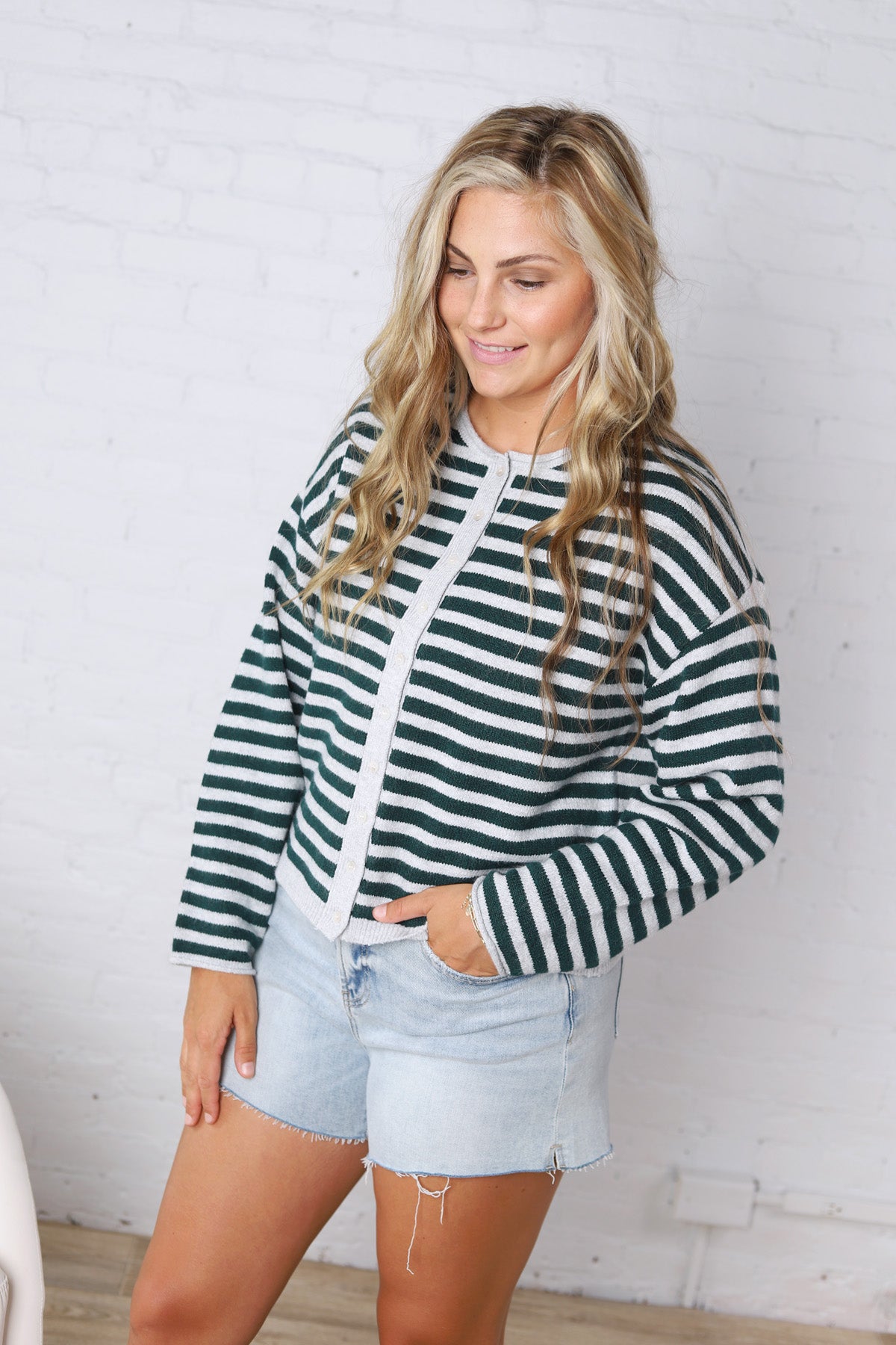 Dover Cardigan - Grey Pine Stripe