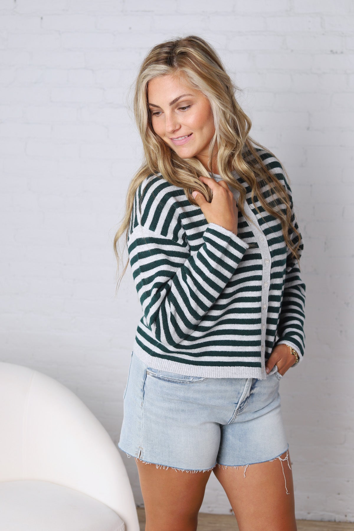 Dover Cardigan - Grey Pine Stripe