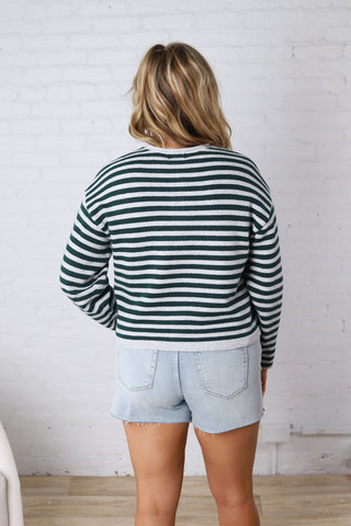 Dover Cardigan - Grey Pine Stripe