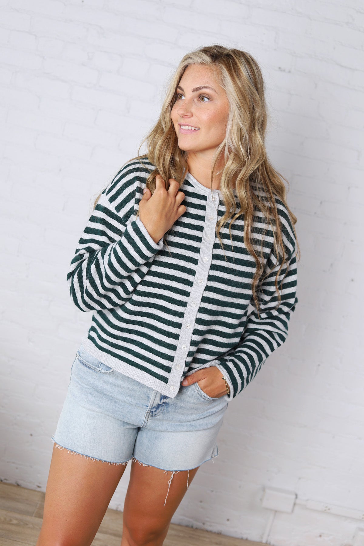 Dover Cardigan - Grey Pine Stripe
