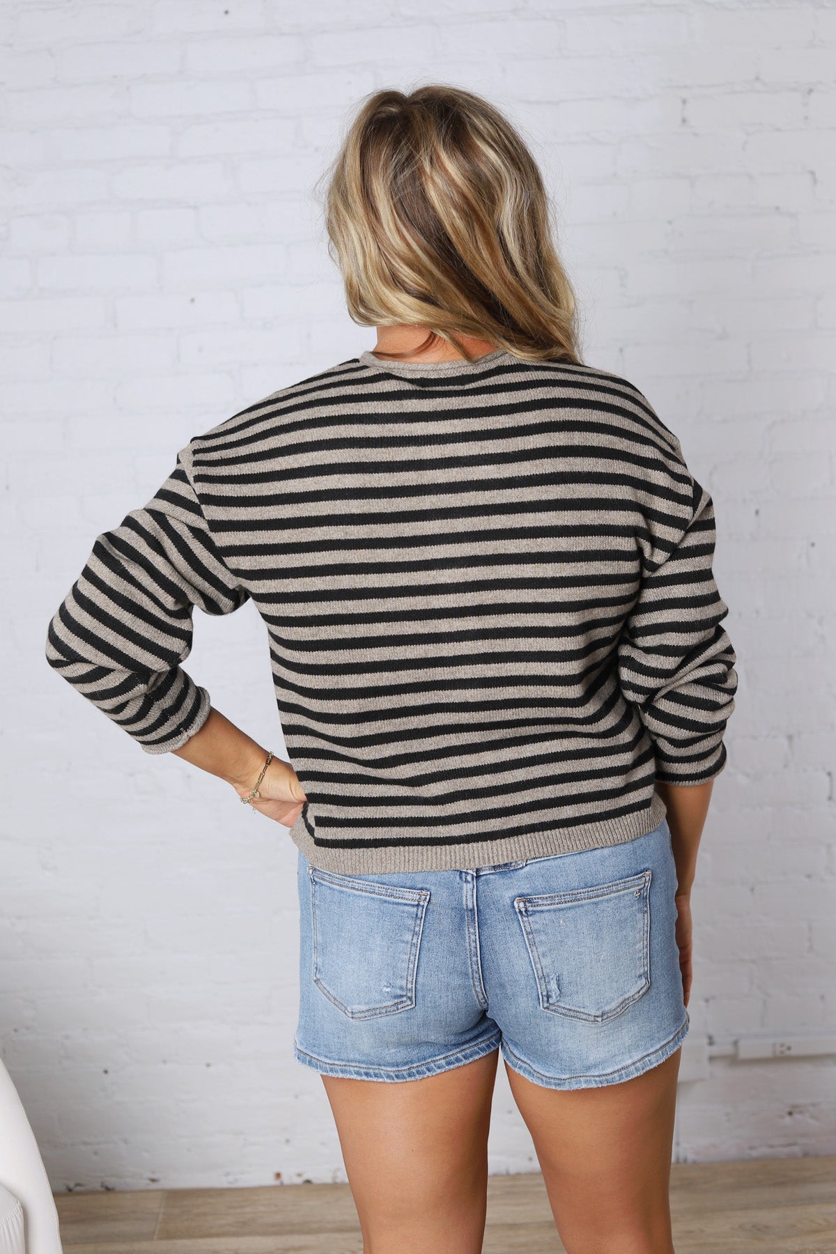 Dover Cardigan - Pewter Black Stripe