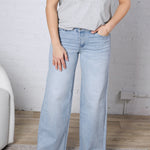 Drew Mid Rise Wide Leg Relaxed Denim - Light Blue