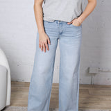 Drew Mid Rise Wide Leg Relaxed Denim - Light Blue