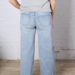 Drew Mid Rise Wide Leg Relaxed Denim - Light Blue