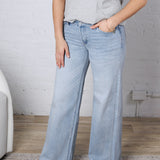 Drew Mid Rise Wide Leg Relaxed Denim - Light Blue FINAL SALE