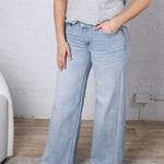 Drew Mid Rise Wide Leg Relaxed Denim - Light Blue