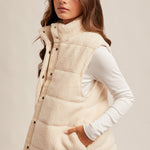 Dune Teddy Fleece Puff Vest - Cream