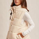 Dune Teddy Fleece Puff Vest - Cream