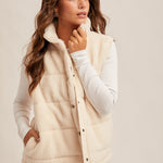 Dune Teddy Fleece Puff Vest - Cream
