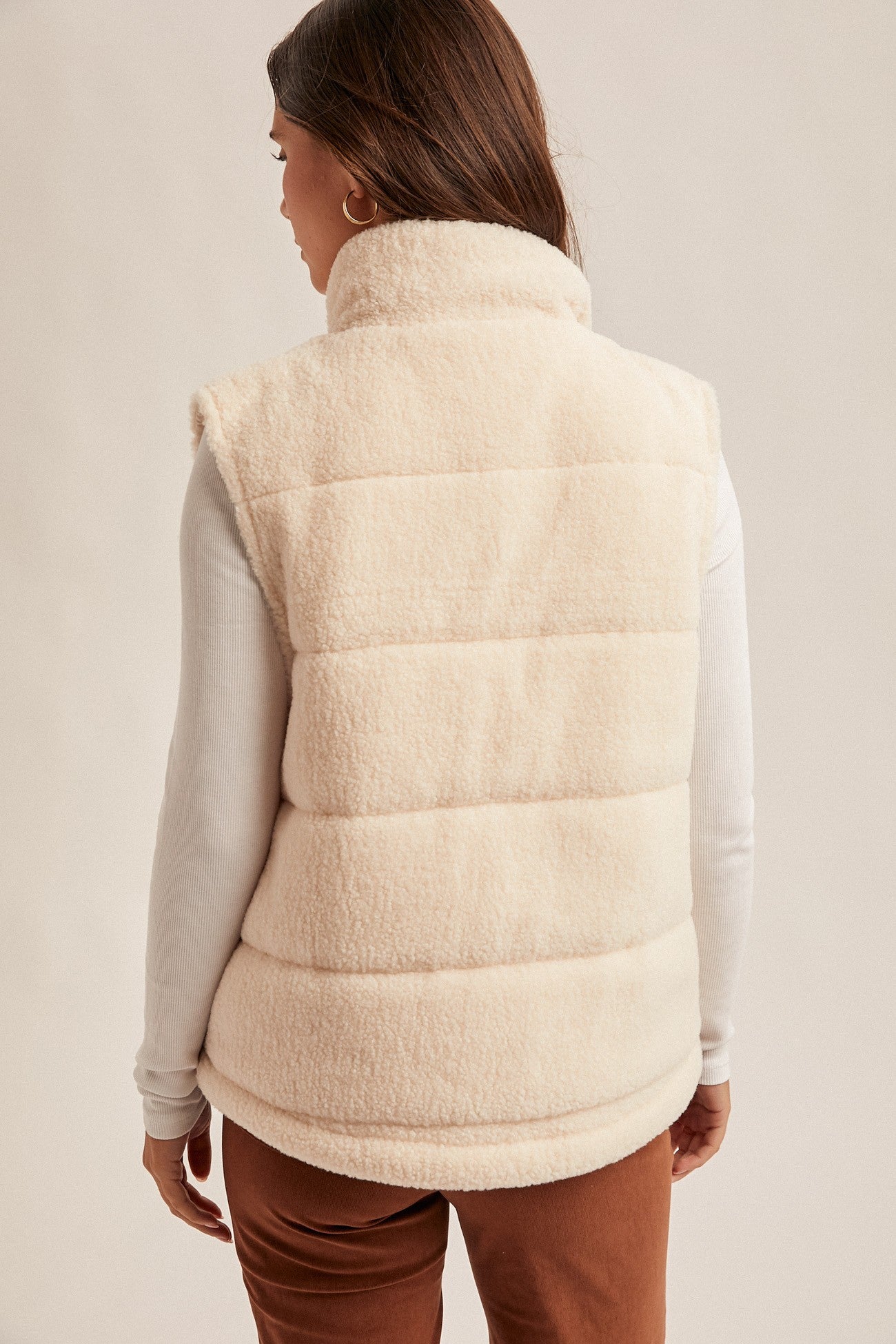 Dune Teddy Fleece Puff Vest - Cream