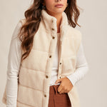 Dune Teddy Fleece Puff Vest - Cream