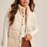 Dune Teddy Fleece Puff Vest - Cream
