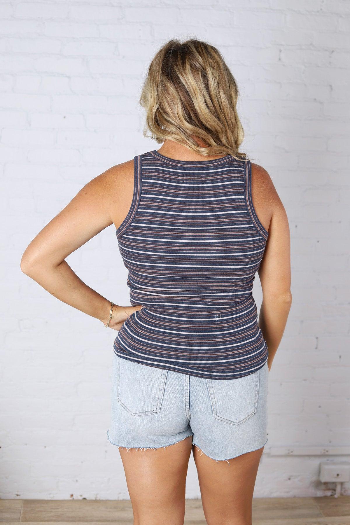 Edlin Tank - Navy Multi Stripe