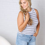 Edlin Tank - White Multi Stripe