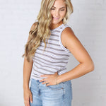 Edlin Tank - White Multi Stripe