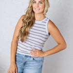 Edlin Tank - White Multi Stripe