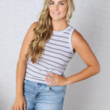 Edlin Tank - White Multi Stripe