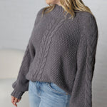 Eira Textured Cable Knit Sweater - Lava Smoke