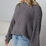 Eira Textured Cable Knit Sweater - Lava Smoke