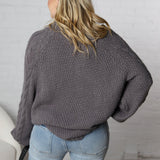 Eira Textured Cable Knit Sweater - Lava Smoke