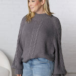 Eira Textured Cable Knit Sweater - Lava Smoke