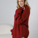 Eira Textured Cable Knit Sweater - Mahogany