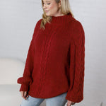 Eira Textured Cable Knit Sweater - Mahogany - FINAL SALE