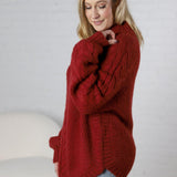 Eira Textured Cable Knit Sweater - Mahogany - FINAL SALE