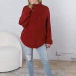 Eira Textured Cable Knit Sweater - Mahogany - FINAL SALE