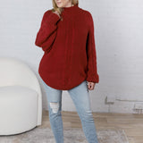 Eira Textured Cable Knit Sweater - Mahogany - FINAL SALE