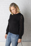 Elani Black Texture Detail Sleeve Sweater
