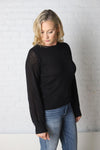 Elani Black Texture Detail Sleeve Sweater
