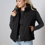 Elara Zip Up Puffer Vest - Black