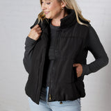 Elara Zip Up Puffer Vest - Black