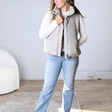 Elara Zip Up Puffer Vest - Grey