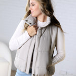 Elara Zip Up Puffer Vest - Grey