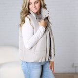 Elara Zip Up Puffer Vest - Grey