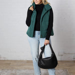 Elara Zip Up Puffer Vest - Hunter Green