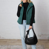 Elara Zip Up Puffer Vest - Hunter Green