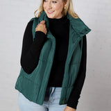 Elara Zip Up Puffer Vest - Hunter Green