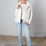 Elara Zip Up Puffer Vest - Ivory