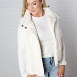 Elara Zip Up Puffer Vest - Ivory