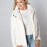 Elara Zip Up Puffer Vest - Ivory